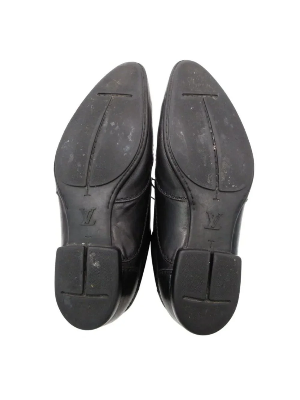 Louis Vuitton Dress Shoes Logo Plate Outer Wing Wingtip Business Leather Black